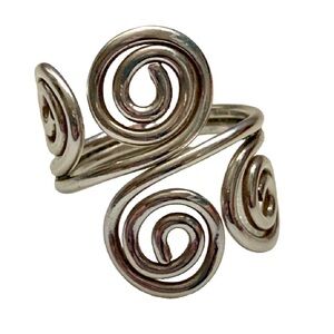 Women’s Four Swirl Silver Wire Wrap Fashion Ring Size 8